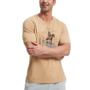 Frye Men's Classic-Fit Short Sleeve Crewneck Graphic Cotton T-Shirt Tan XXL